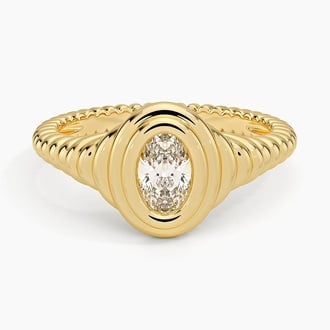 Vera Lab Diamond Ribbed Signet Ring