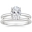 18K White Gold Freesia Ring with Petite Comfort Fit Wedding Ring