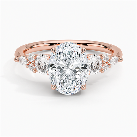 14K Rose Gold Nadia Three Stone Diamond Ring