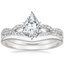 18K White Gold Infinity Diamond Ring with Petite Curved Wedding Ring