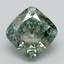 3.19 Ct. Fancy Vivid Green Cushion Lab Grown Diamond