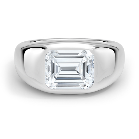 Platinum Sloane Flush Set Solitaire Dome Ring