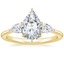 18K Yellow Gold Opera Three Stone Diamond Ring, smalltop view