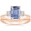 14K Rose Gold Serena Diamond Ring with Petite Curved Wedding Ring