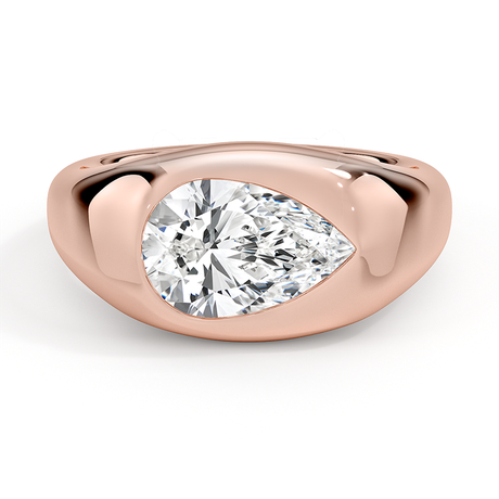 14K Rose Gold Sloane Flush Set Solitaire Dome Ring