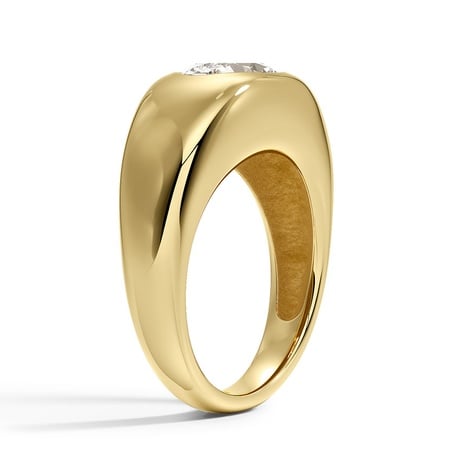 Flush Set Solitaire Diamond Dome Ring