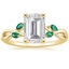 18K Yellow Gold Willow Ring With Lab Emerald Accents, smalltop view