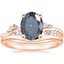 14K Rose Gold Arden Diamond Ring with Petite Curved Wedding Ring