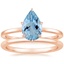 14K Rose Gold Secret Halo Six-Prong Diamond Ring with Petite Comfort Fit Wedding Ring