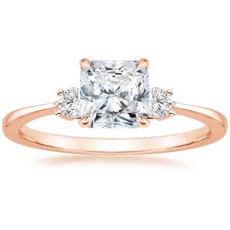14K Rose Gold Selene Diamond Ring (1/10 ct. tw.) with Petite Curved Wedding Ring