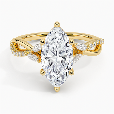 18K Yellow Gold Petite Twisted Willow Diamond Ring