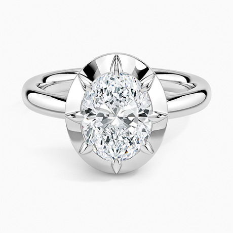 14K White Gold Harper Bezel Prong Solitaire Ring