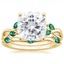 18KY Moissanite Willow Bridal Set With Lab Emerald Accents, smalltop view