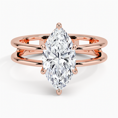 14K Rose Gold Aimee Open Double Band Solitaire Ring