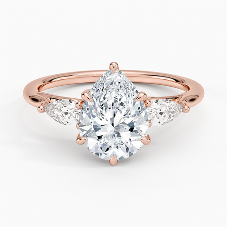 14K Rose Gold Luxe Delilah Three Stone Pear Diamond Ring