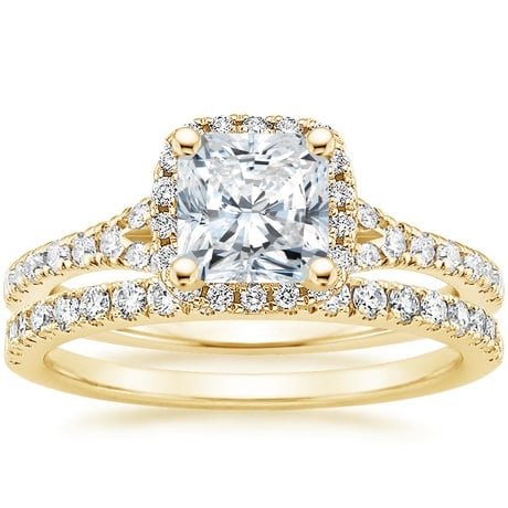 18K Yellow Gold Joy Diamond Ring (1/3 ct. tw.) with Bliss Diamond Ring (1/5 ct. tw.)