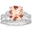 18KW Morganite Three Stone Luxe Willow Diamond Ring with Luxe Winding Willow Diamond Ring, smalltop view