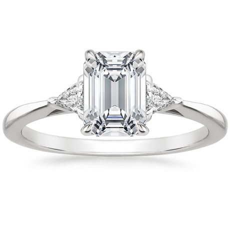 18K White Gold Trillion Three Stone Diamond Engagement Ring with Hadley Contoured Diamond Ring