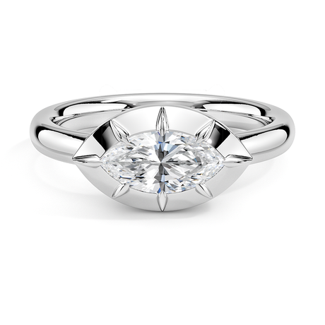 18K White Gold Harper East-West Bezel-Prong Solitaire Ring