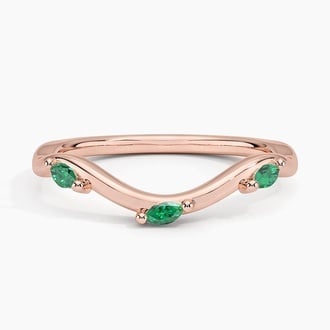 Willow Contour Lab Emerald Ring in 14K Rose Gold