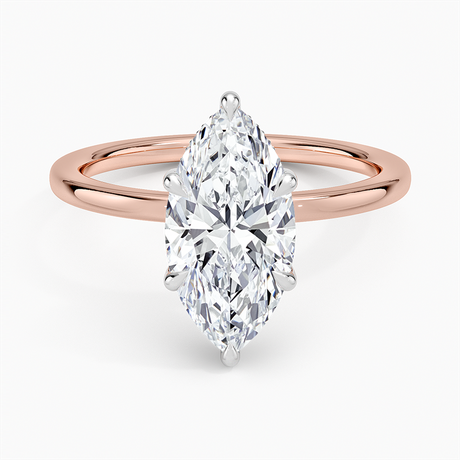 14K Rose Gold Platinum Adorned Mixed Metal Diamond Ring