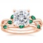 14KR Moissanite Willow Bridal Set With Lab Emerald Accents, smalltop view