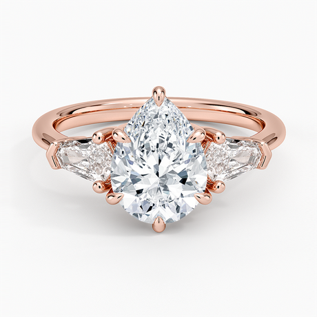 14K Rose Gold Shield Cut Three Stone Diamond Ring (1/2 ct. tw.)