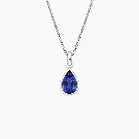 Lab Sapphire Bezel Necklace
