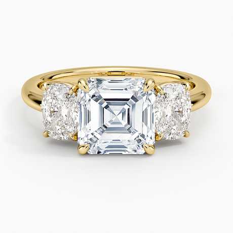 Luxe Faye Elongated Cushion Three Stone Diamond Ring