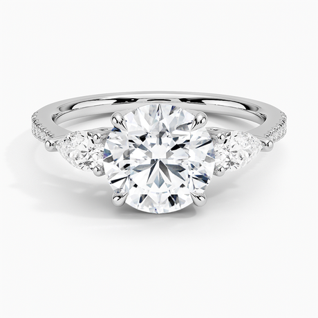 Platinum Opera Accented Three Stone Diamond Ring