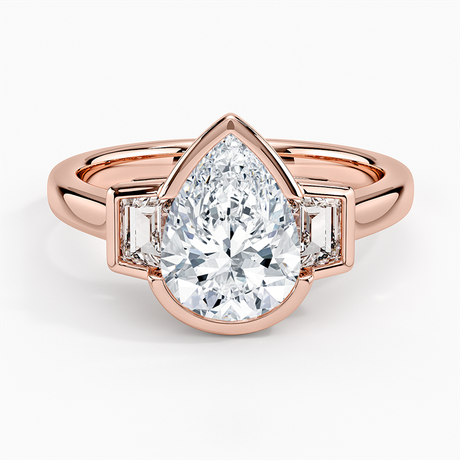 14K Rose Gold Seamless Trapezoid Three Stone Diamond Ring (1/2 ct. tw.)