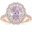 14K Rose Gold Rosa Halo Diamond Ring, smalltop view