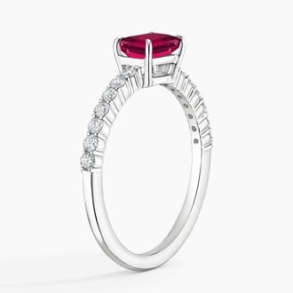 Beatrice Lab Grown Ruby and Diamond Ring (1/4 ct. tw.) in 18K White Gold