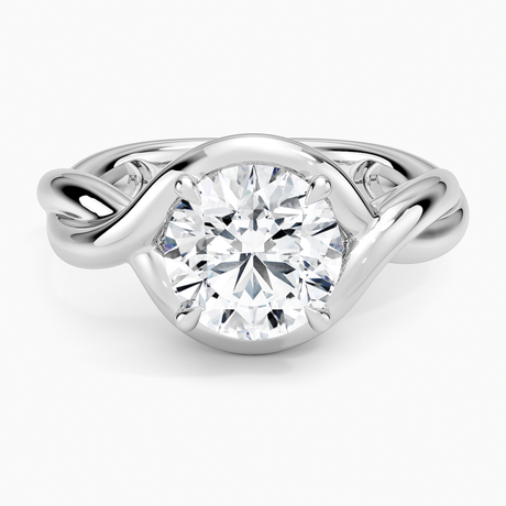 Platinum Bypass Twist Bezel Solitaire Diamond Ring