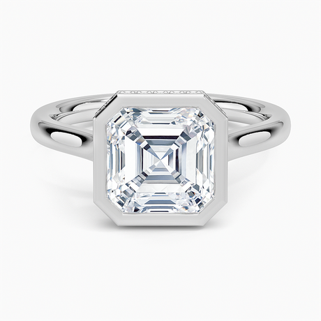 18K White Gold Luna Hidden Halo Diamond Ring