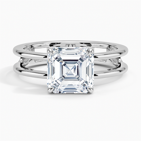 18K White Gold Aimee Open Double Band Solitaire Ring