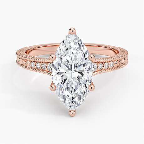 14K Rose Gold Hudson Engraved Diamond Ring