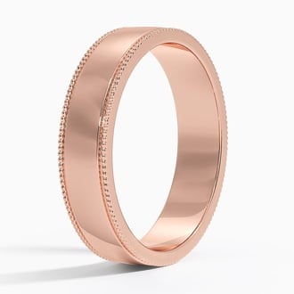 Mojave Milgrain Border 5mm Wedding Ring in 14K Rose Gold