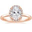 14K Rose Gold French Halo Diamond Ring, smalltop view