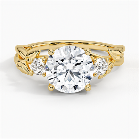 18K Yellow Gold Budding Willow Three Stone Diamond Ring