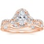 14K Rose Gold Luxe Willow Halo Diamond Ring (1/2 ct. tw.) with Winding Willow Diamond Ring (1/8 ct. tw.)