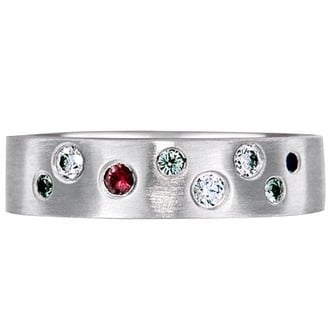 Custom Multi Color Flush-Set Sapphire Ring