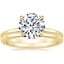 18K Yellow Gold Flower Petal Diamond Ring with Petite Comfort Fit Wedding Ring