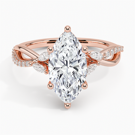14K Rose Gold Petite Twisted Willow Diamond Ring