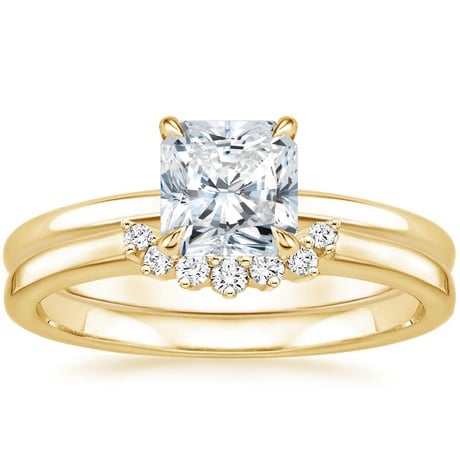 18K Yellow Gold Elodie Ring with Crescent Diamond Ring