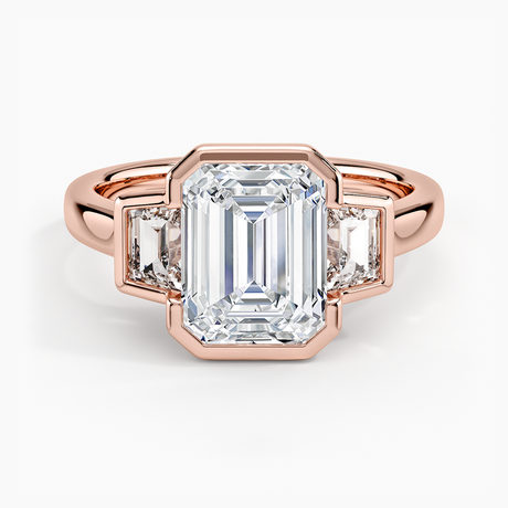 14K Rose Gold Seamless Trapezoid Three Stone Diamond Ring (1/2 ct. tw.)