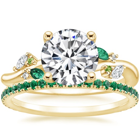 期間限定セールLandscape Element Ring H ゴールド Vivid Green Emerald And Diamond Ring, 0.36 Ct. (0.58 Ct. TW