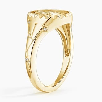 Aries Zodiac Diamond Signet Ring