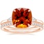 14K Rose Gold Perfect Fit Three Stone Pear Diamond Ring with Luxe Ballad Diamond Ring