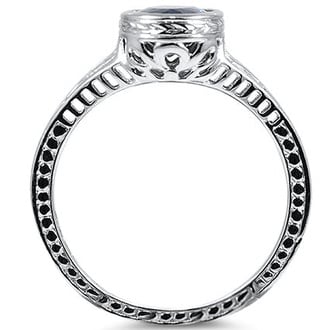 Custom Oval Sapphire Bezel Ring with Hand Engraving